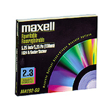 MAXELL 624110 2.3GB 512B/S 5.25" REWRITABLE MAGNETO OPTICAL DISK 1PK